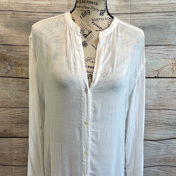 James Perse Tunic Top Coverup White Button Down Viscose Long Sleeves Medium - Picture 2 of 11